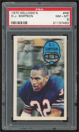 1970 Kellogg's #48 OJ Simpson PSA 8 NMMT
