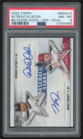 2022 Topps Baseball Stars Dual Auto Mike Trout & Derek Jeter 2/5 PSA 8 NMMT
