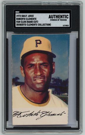1972 Daily Juice Roberto Clemente Fan Club (Clemente Collection) SGC Authentic