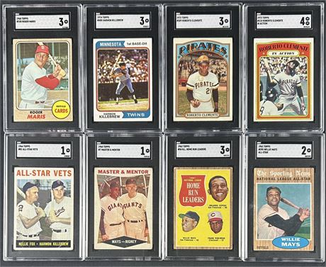 1960-1974 Topps Baseball SGC Graded Stars/HOF Lot (8)