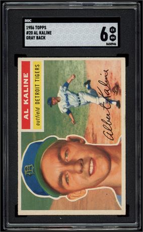 1956 Topps #20 Al Kaline Gray Back SGC 6 Read