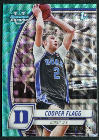 2025 Topps 1st Bowman U Chrome #16 Cooper Flagg RC 30/299 Aqua Wave Refractor