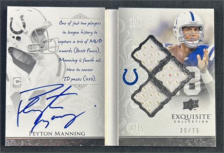 2009 Upper Deck Exquisite Collection Peyton Manning 35/75 On Card Auto Booklet