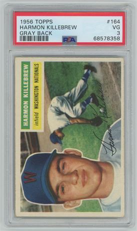 1956 Topps #164 Harmon Killebrew Gray Back PSA 3 VG