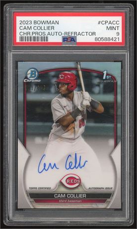 2023 1st Bowman Cam Collier Chrome Prospects Auto Refractor 51/499 PSA 9 MINT