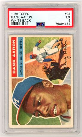 1956 Topps #31 Hank Aaron White Back PSA 5 EX