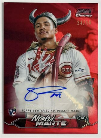 2024 Topps Stadium Chrome 24/50 Noelvi Marte RC Auto Red Foil
