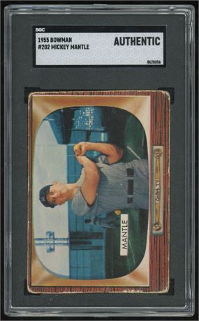 1955 Bowman #202 Mickey Mantle SGC Authentic