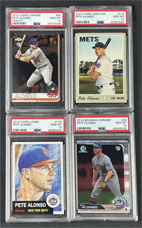 2019 Topps/Bowman PSA 10 Graded Pete Alonso RC Lot (4)