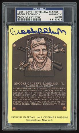 1964 Date HOF Yellow Plaque Brooks Robinson PSA Authentic Auto