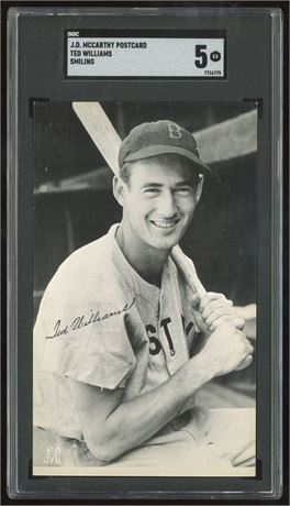 1960 JD McCarthy Postcard Ted Williams Smiling SGC 5 EX