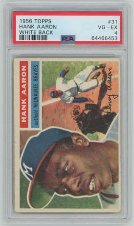1956 Topps #31 Hank Aaron White Back PSA 4 VGEX