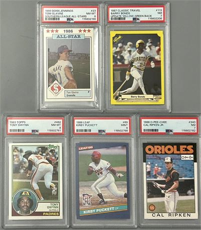 1983-1987 PSA Graded Star Lot with RC's of Gwynn, Bonds and Glavine
