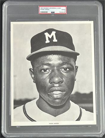 1961 Manny's Baseball Land Hank Aaron Photo PSA 2 GOOD