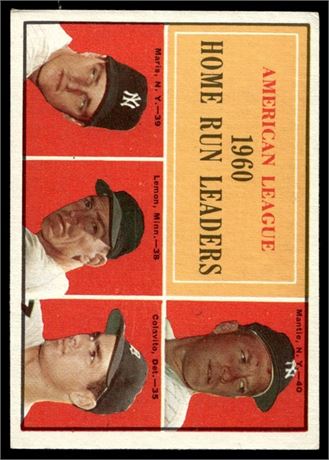 1961 Topps #44 AL HR Leaders (Mantle/Maris) VGEX w/ Corner Ding