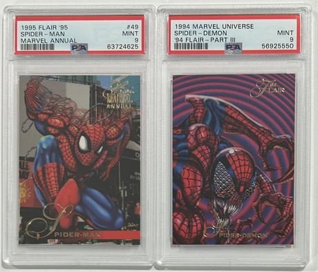 1994-1995 Flair Spider-Man PSA 9 Graded Lot (2)