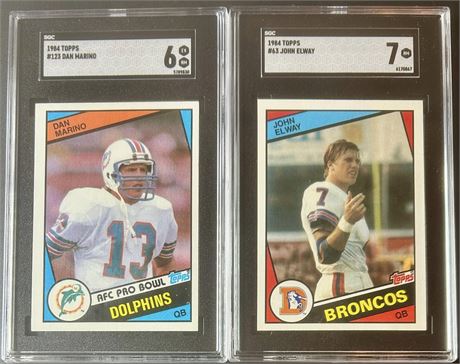 1984 Topps SGC Graded HOF RC QB Lot (2) Dan Marino & John Elway RC's