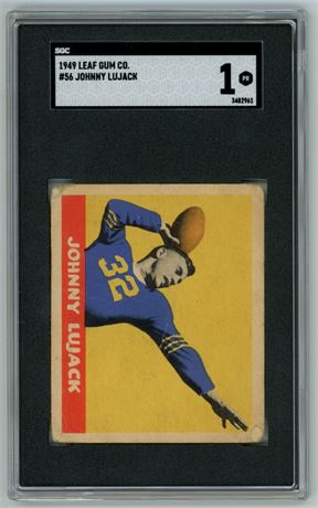 1949 Leaf Gum Co #56 Johnny Lujack RC SGC 1 POOR