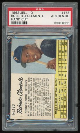 1961 Jell-O #173 Roberto Clemente Hand Cut PSA Authentic