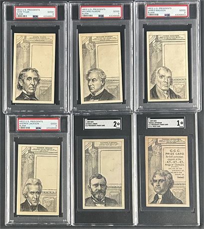1885 Circa H602 Presidents SGC/PSA Graded Lot (6) w/ Jackson, and Grant