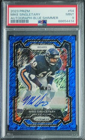 2023 Prizm #54 Mike Singletary Auto Blue Shimmer 2/25 PSA 9 MINT