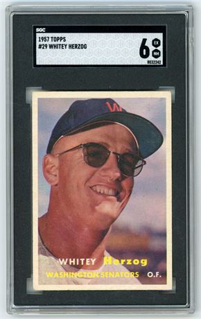 1957 Topps #29 Whitey Herzog RC SGC 6 EXMT