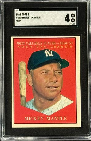 1961 Topps #475 Mickey Mantle MVP SGC 4