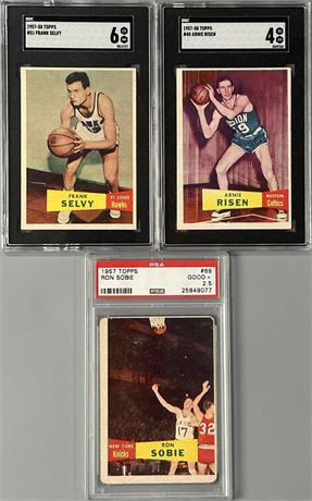 1957 Topps Basketball Star/HOF Graded Lot (3) w/ Risen & Selvy (READ)