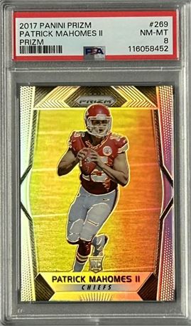 2017 Panini Prizm Patrick Mahomes Silver Prizm PSA 8 NMMT