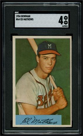 1954 Bowman #64 Eddie Mathews SGC 4 VGEX