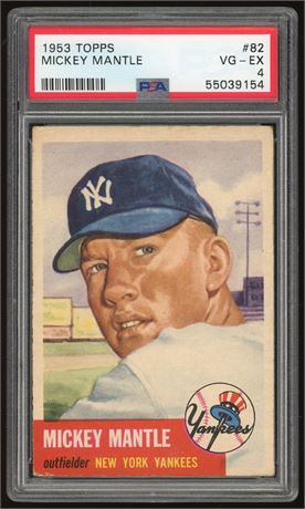 1953 Topps #82 Mickey Mantle PSA 4 VGEX Nice Registration