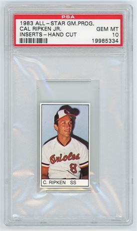 1983 All-Star Game Program Cal Ripken Jr Hand Cut Inserts PSA 10 GEM MINT