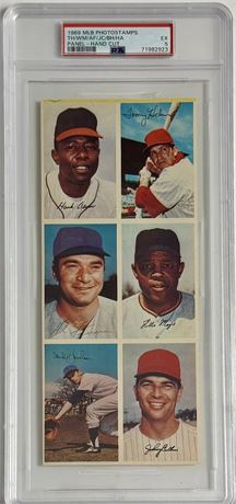 1969 MLB Photostamps Hank Aaron & Willie Mays Panel Hand Cut PSA 5 EX