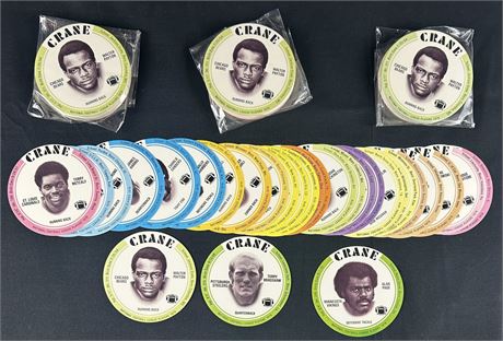 1976 Crane Discs Complete Set Lot (4) w/ Walter Payton RC's MINT