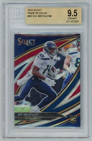 2019 Select #207 DK Metcalf RC Prizm Tri Color 99/99 Bookend BGS 9.5 GEM MINT