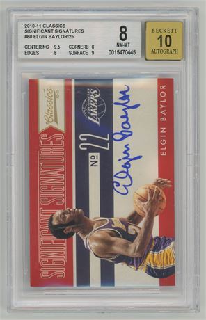 2010 Panini Classics #60 Elgin Baylor Significant Signatures 6/25 BGS 8 Auto 10