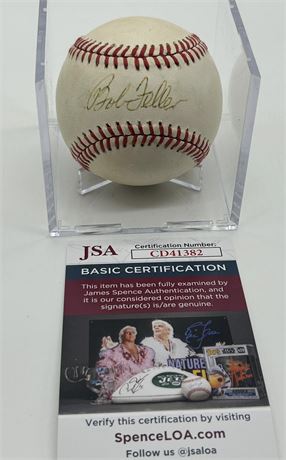 Bob Feller Autographed Bobby Brown Era American League Baseball JSA