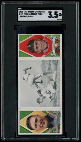 1912 T202 Hassan #129 Ty Cobb/Jennings "Ty Cobb Steals 3rd" SGC 3.5 VG+
