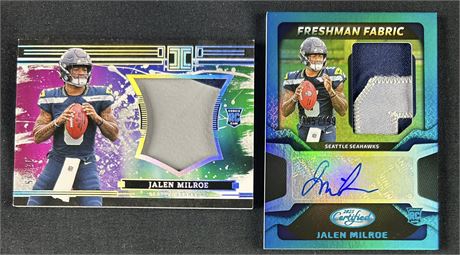 2025 Panini Football Jalen Milroe RC Lot (2) w/ RPA 95/199 and Patch 3/25