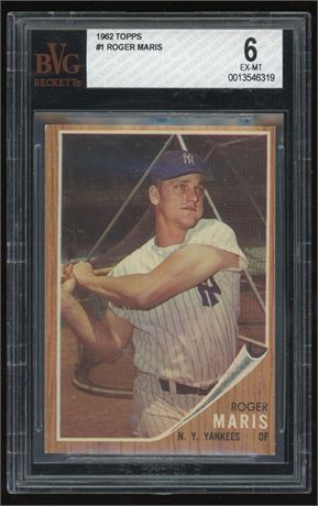 1962 Topps #1 Roger Maris BVG 6 EXMT
