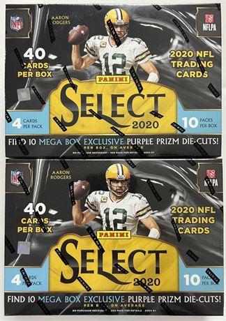 2020 Panini Select Football Mega Box Lot (2) Factory Sealed