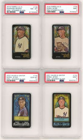 2019-2022 Topps A&G PSA Graded Mini Stained Glass Lot (4) Jeter/Rivera
