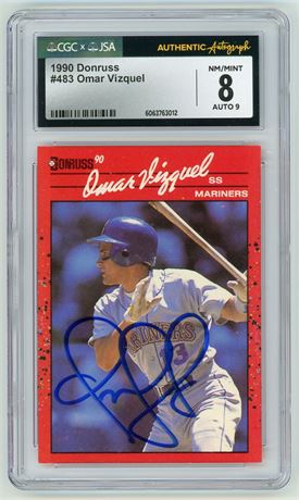 1990 Donruss #483 Omar Vizquel CGC 8 NMMT Auto 9