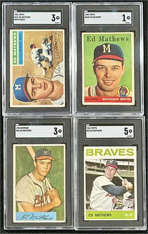 1954-64 Eddie Mathews SGC Graded Lot (4)