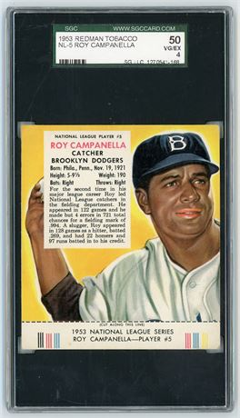 1953 Redman NL-5 Roy Campanella w/ Tab SGC 4 VGEX