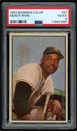 1953 Bowman Color #51 Monte Irvin PSA 4