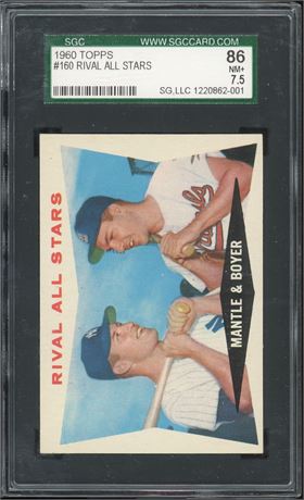 1960 Topps #160 Mantle/Boyer Rival All-Stars SGC 7.5 NM+