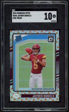 2024 Donruss Optic #248 Jayden Daniels Rated Rookie Fire Prizm SGC 10