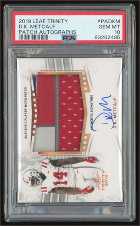 2019 Leaf Trinity DK Metcalf Patch Auto PSA 10 GEM MINT 4 Color Patch