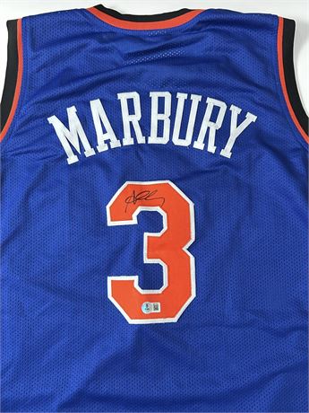 Stephon Marbury Signed Blue New York Jersey (XL) BGS Authentic
